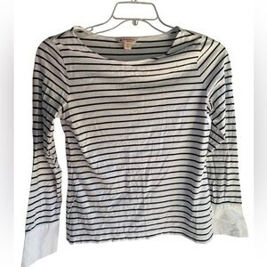 Brooks Brothers Navy and White Striped Blouse